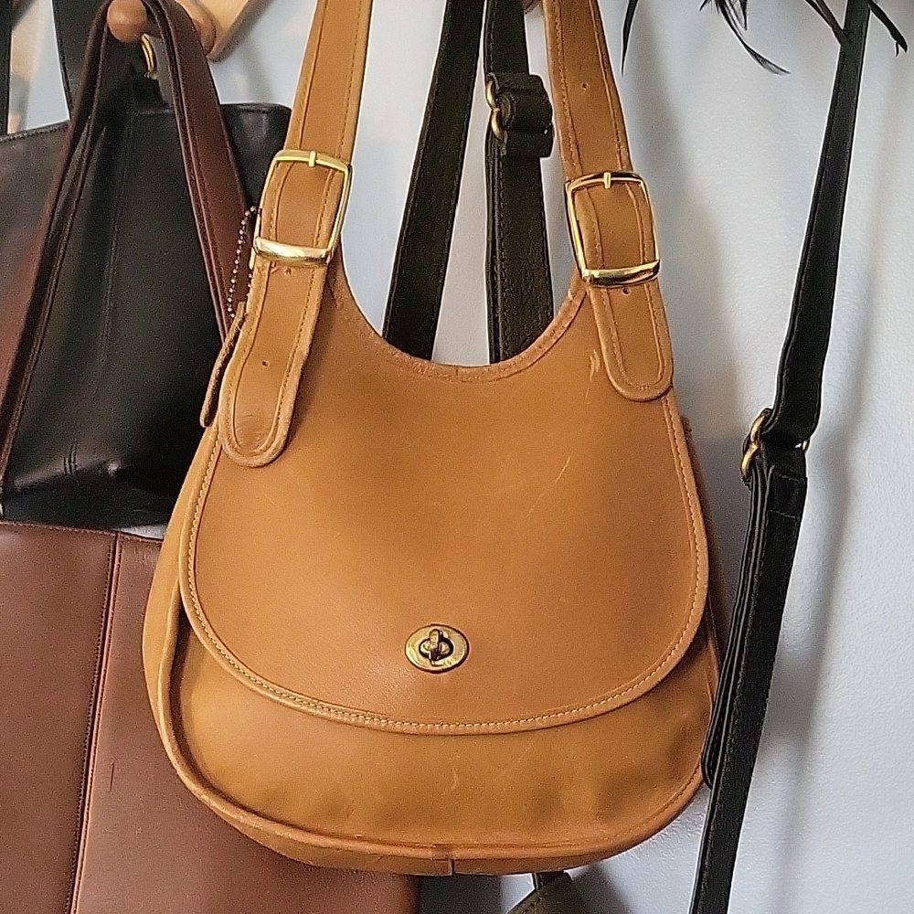 Tan Leather Vintage Saddle Bag